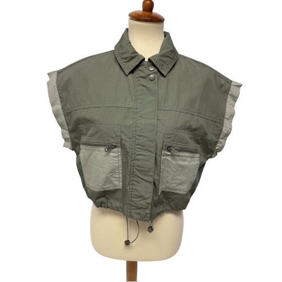 Forever 21 women's Poplin Color block Utility Cropped Vest size S - Picture 12 of 12